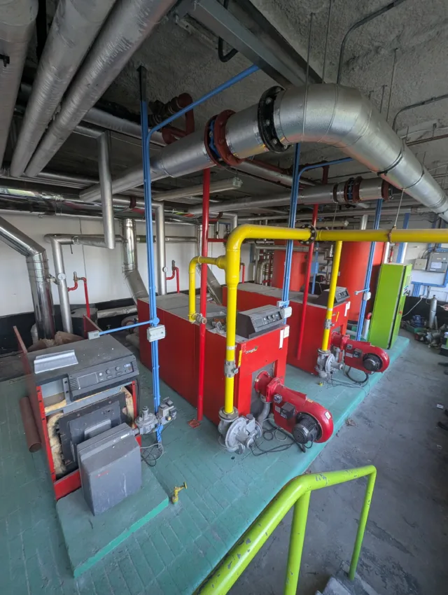 Commercial boiler plant room assessed for energy reporting and carbon footprinting