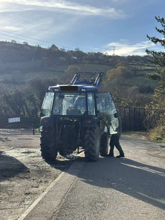 Tractor at a rural workplace included in a business staff travel survey